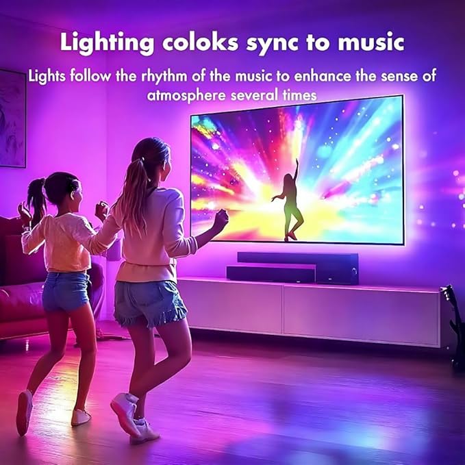 LED Lights for TV, RGB TV Backlight Behind, 16.4ft LED Lights for 45-75 Inch TVs, Music Sync Bluetooth APP & Remote Control,USB Powered Strip Lights for Bedroom, Xmas, Home Décor