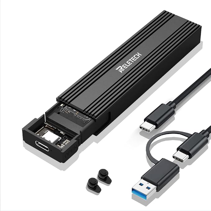 M.2 SSD Portable USB3.1 Type-C 10Gps SSD Enclosure, Supports NVMe/SATA Two protocols, Suitable for MacBook SSD Enclosure Gen 2 (10 Gbps) to NVMe PCI-E M.2 SSD Case (Black)
