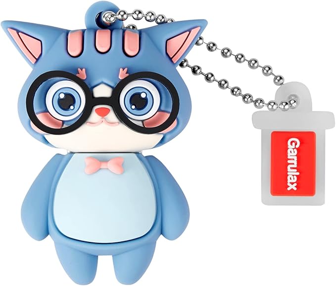 USB Flash Drives,Waterproof Silicone USB2.0 High Speed Thumb Memory Stick Pen Date Storage Pendrive U Disk (64GB,Blue Cat)
