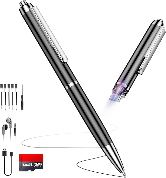 128GB (9800Hrs) Voice Recorder w/Type-C, Portable OTG File Transfer Recording Device, Voice Active Recorder with One-Touch Start, Portable Audio Recorder for Meeting, Interviews, Class, Work