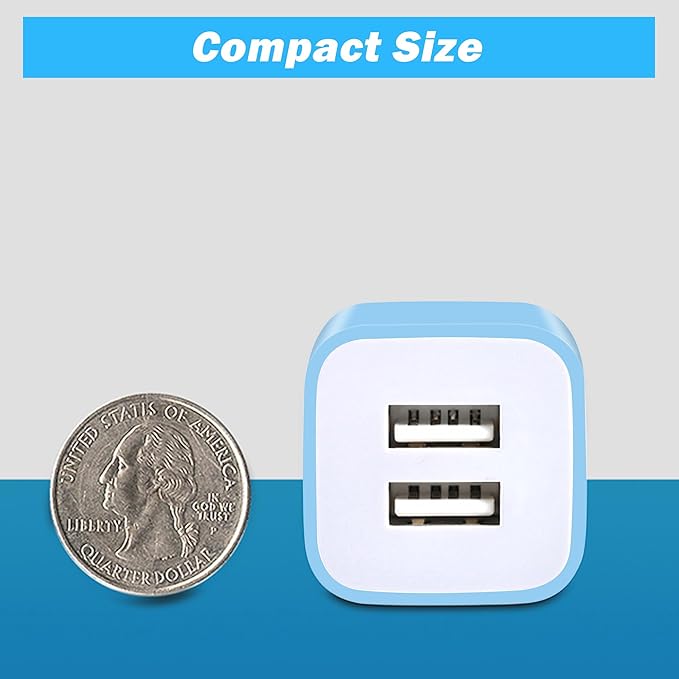 X-EDITION USB Wall Charger, 4-Pack 2.1A Dual Port USB Cube Power Adapter Charger Plug Charging Block Box Brick Cube Compatible with Phone 13 12 11 XS XR X 8 7 6 Plus 5S SE, Pad, Samsung, LG, Android