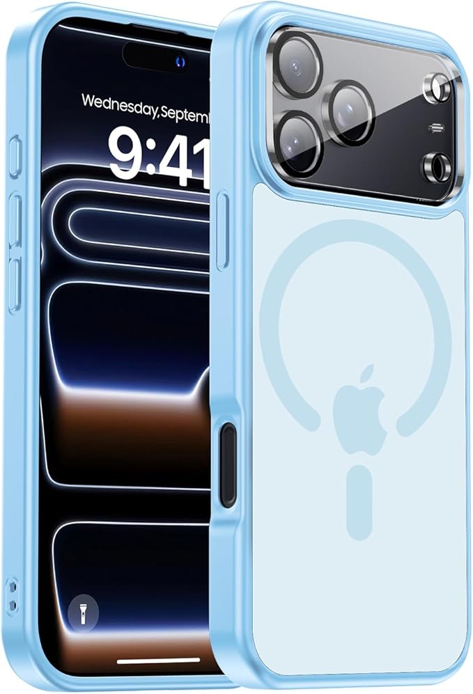 for iPhone 17 Pro Max case with Camera Lens Protector [10Ft Military-Grade Protection] Compatible with fit MagSafe Shockproof Cover Phone case for iPhone 17 Pro max 6.9 inch, Light Blue