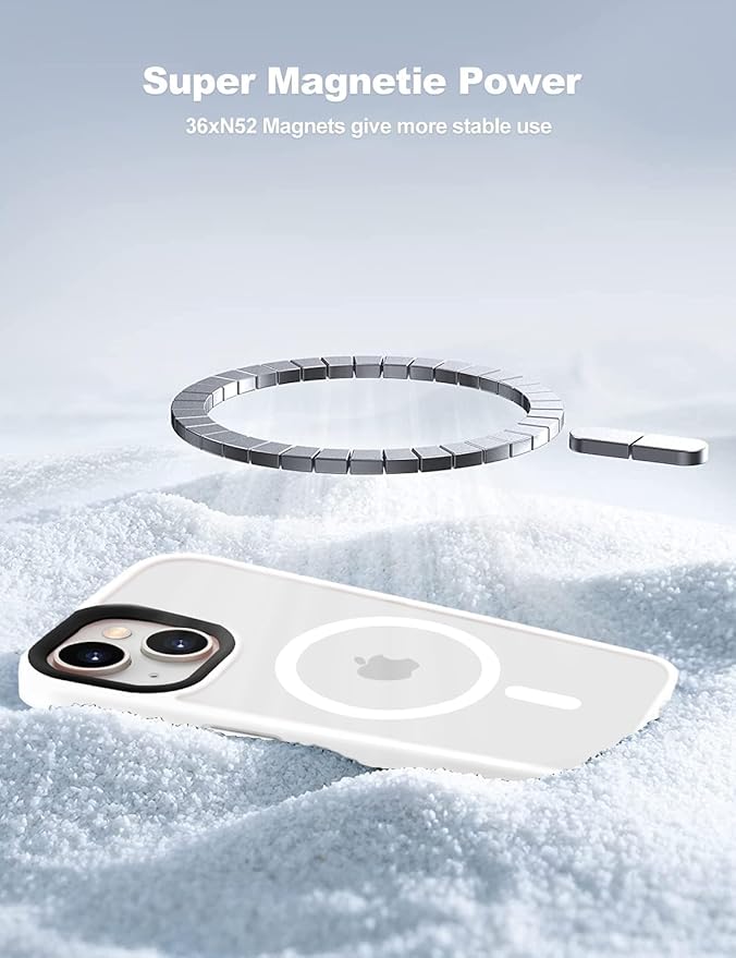 Tigowos for iPhone 15 case Fits MagSafe 10FT Drop Resistant Matte Skin Feeling Shockproof Back Cover Fits iPhone 15 Phone Cases, White