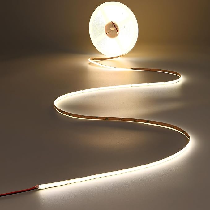 JOYLIT 49.2FT/15M COB LED Strip Lights 24V 4000K Natural White Indoor, 480LEDs/M High Density Spotless CRI 90+ Dimmable Flexible Tape Light for Bedroom, Cabinets, Retail (Power Supply Not Included)