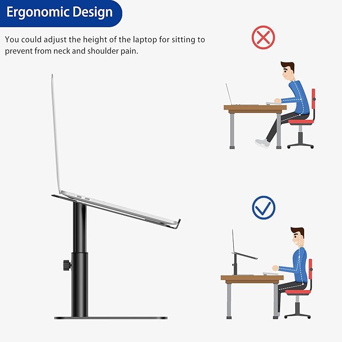 BESIGN LSX6N Laptop Stand, Ergonomic Adjustable Notebook Riser, Computer Holder, Laptop Mount Compatible with 10-15.6" Laptops, Black