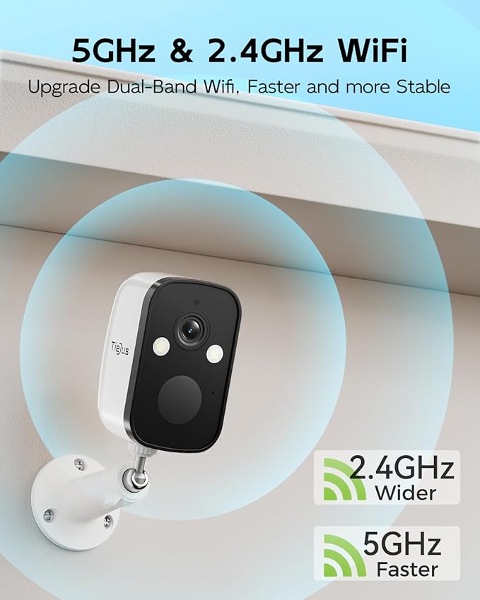 2K 5G Solar Security Cameras Wireless Outdoor 2-Pack, Wireless Cameras for Home with Full Color Night Vision, PIR Motion Detection, 5G&2.4GHz WiFi/IP66/ Alexa/2 Way Talk