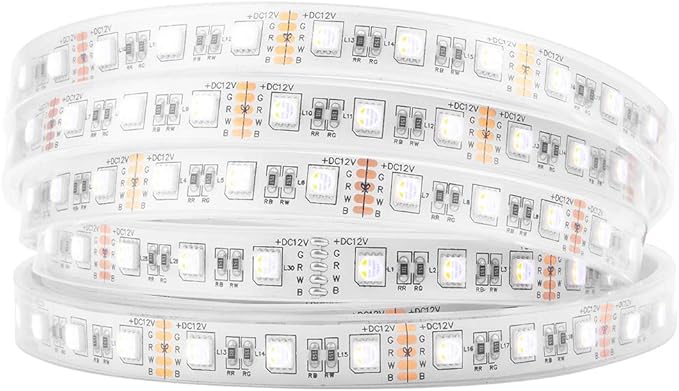 BTF-LIGHTING 5050 RGBW RGB+Warm White(2700K-3000K) 4 Colors in 1 LED Tape Light DC12V 5m 16.4ft 60LED/m Multi-Colored IP67 White 14mm PCB for Bedroom Kitchen Home Decoration(No Adapter or Controller)
