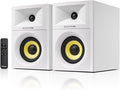 Sanyun SW205 4" 80W HiFi Bookshelf Speakers, 2.0 Active Near Field Studio Monitor, Upgraded 3D Sound Field, Flagship DAC & DSP, Geometric Diffusion Cabinet, Bluetooth 5.4/Optical/AUX, White