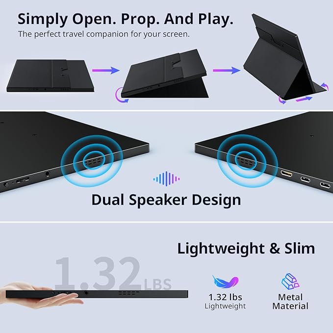 AYY 4k Portable Monitor Touchscreen, 13.4" 3840x2160 Second Screen 100% sRGB,400cd HDR USB C Ultra Slim IPS Laptop Monitor, for Mac Switch