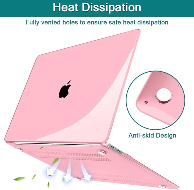 Teryeefi Compatible with MacBook Pro 13 inch Case 2022 2021 2020-2016 Release A2338 M1 M2 A2289 A2251 A2159 A1989 A1706 A1708, Plastic Hard Shell Case & Keyboard Cover & Screen Protector, Crystal Pink