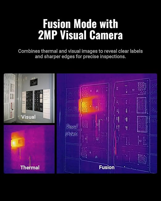 F2VW Thermal Camera 256x192 IR Resolution with 2MP Visual Camera, 640x480 3.2" Screen Thermal Imaging Camera,Super Resolution Image,Dual-Camera Thermal Imager,16 GB Storage,Carrying Case