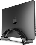 Yikola Vertical Laptop Stand for Desk, Vertical Laptop Hoder Space-Saving Organizer for All MacBook, Laptop Stand Acrylic Invisible Desktop Notebook Dock-Black…