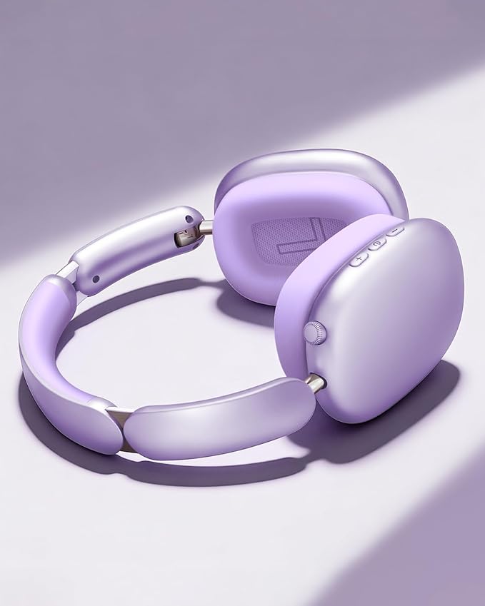 Wentronic Y02 Active Noise Cancelling Headphones, Wireless Over-Ear Bluetooth 5.4 Headphones, Multiple Modes, 60H Playtime, Hi-Res Audio, Big Bass, Foldable Lightweight for Travel Home Office, Purple