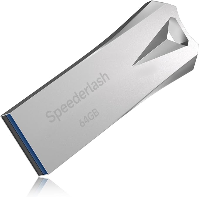 64 GB USB 3.0 Flash Drive, Speederlash High Speed Thumb Drive,190MB/s Read Speed,Durable Metal Casing,Storage Expansion for Photos,Videos,Car Audio,Portable Memory Stick,Silver (64GB)