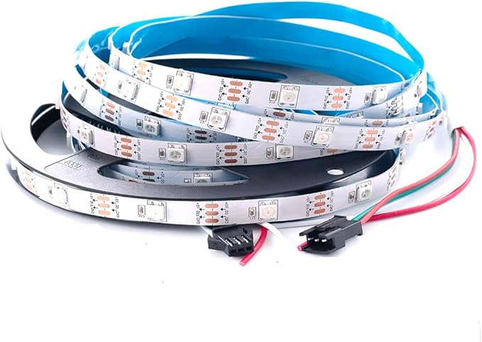 WS2812B LED Strip Individual Addressable Light WS2811 IC WS2812 30Pixels/m SMD 5050 RGB Pixel Strip DC5V (16.4FT 150LEDS Non-Waterproof, White PCB)