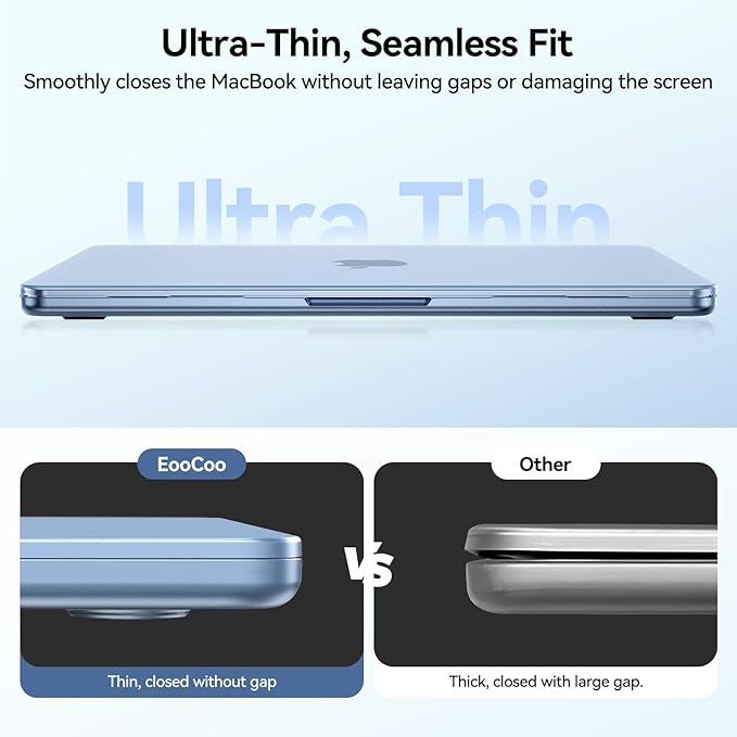 EooCoo Case Compatible with MacBook Air 13 inch M5 2026-2022 M4 M3 M2 A3449 A3240 A3113 A2681, Matte Hard Shell Scratch Resistant Protective Cover Compatible for MacBook Air 13.6 inch, Frost SkyBlue