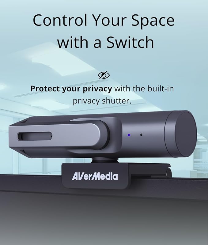 AVerMedia PW515 4K Ultra HD Business Webcam with Microphone for PC/Desktop/Laptop/Mac, with AI Auto Framing for Streaming, Meeting, Video Calls, Sony Sensor, Works with Teams, Zoom, Google Meet, OBS