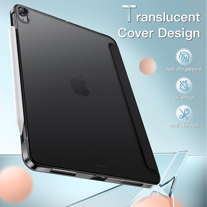 JETech Case ONLY for iPad Air 11-Inch M4/M3/M2 (2026/2025/2024), iPad Air 5/4 (2022/2020 5th/4th Generation 10.9-Inch), Slim Stand Hard Back Shell Cover with Auto Wake/Sleep (Black)