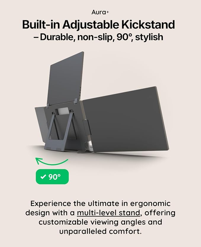 Triple Boost Pro 14" | Premium Triple Portable Monitor Extender | Full Aluminum | Quad Screens | 3×14” FHD 1080P HDR IPS | USB-C & HDMI | Compatible with 11”-18” Laptops