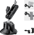 NEEWER Suction Cup Phone Holder & Camera Mount Compatible with GoPro DJI Insta360 iPhone, Car Phone Mount with Action Camera Adapter 360° Magic Arm for Vlogging Video Recording, CA158