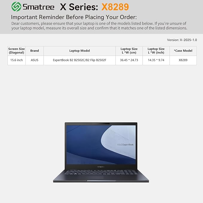 Smatree Hard EVA Protective Sleeve Case Compatible for 15.6 inch ASUS ExpertBook B2 B2502C/B2 Flip B2502F, Anti-Shock and Waterproof Laptop Case, Green (X8289G)