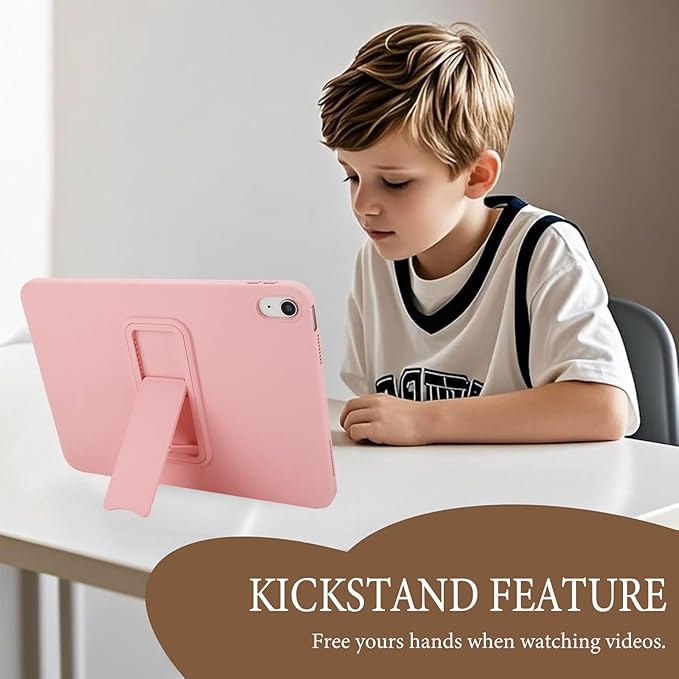 Case for iPad 11th Generation (A16) 11 Inch 2025/iPad 10th Generation 10.9" 2022, TPU & Hard PC Back Cover with Kickstand Feature Screen & Camera Defense Shockproof Bumper, Pink