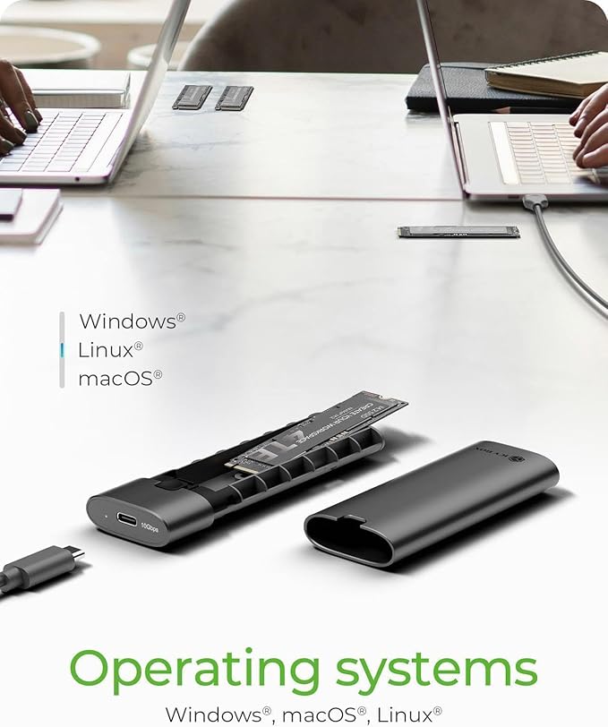M.2 NVMe SSD Enclosure Adapter,ICY BOX USB 3.2 Gen2 10Gbps Tool-Free, USB C External SSD Enclosure/Reader for M-Key / B+M Key, Support UASP Trim for 2280 2260 2242 2230