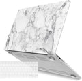 IBENZER Compatible with Old Version MacBook Air 13 Inch Case (2010-2017 Release). Models: A1466 / A1369, Plastic Hard Shell Case with Keyboard Cover for Mac Air 13, White Marble, A1301WHMB+1A