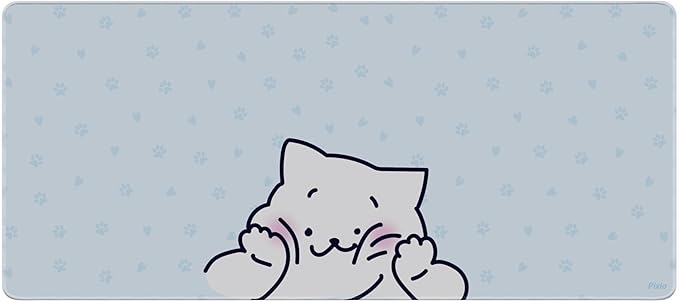 Pixio Mouse Pads - 36 x 16 inch XXL Squishy Cat Light Blue Multifunctional Large Desk Mats for Gaming, Office, Desktop Anti-Slip Waterproof Washable Computer Mouse Mat