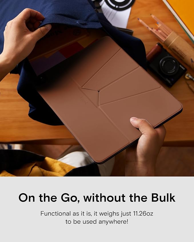 MOFT Folio Case for iPad Pro 11-inch (M4) 2024 - Silm Stand Protective Case with Detachable Pencil Holder, Multi-Angle Viewing, MOVAS Leather Cover, Auto Sleep/Wake, Sienna Brown