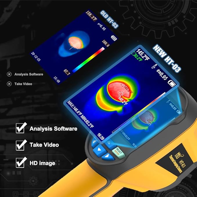 Thermal Imaging Camera, Pocket-Sized Infrared Camera with Real-Time Thermal Image, Temperature Measurement Range -4°F to 572°F, Mini IR Thermal Imager, Hti-Xintai (HT-03)
