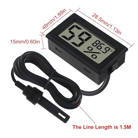 2 Pack Mini Digital Thermometer Hygrometer with Probe Indoor Temperature Humidity Meter Gauge LCD Fahrenheit Display Hygrometer Thermometer Gauge for Incubator, Humidor,Greenhouse