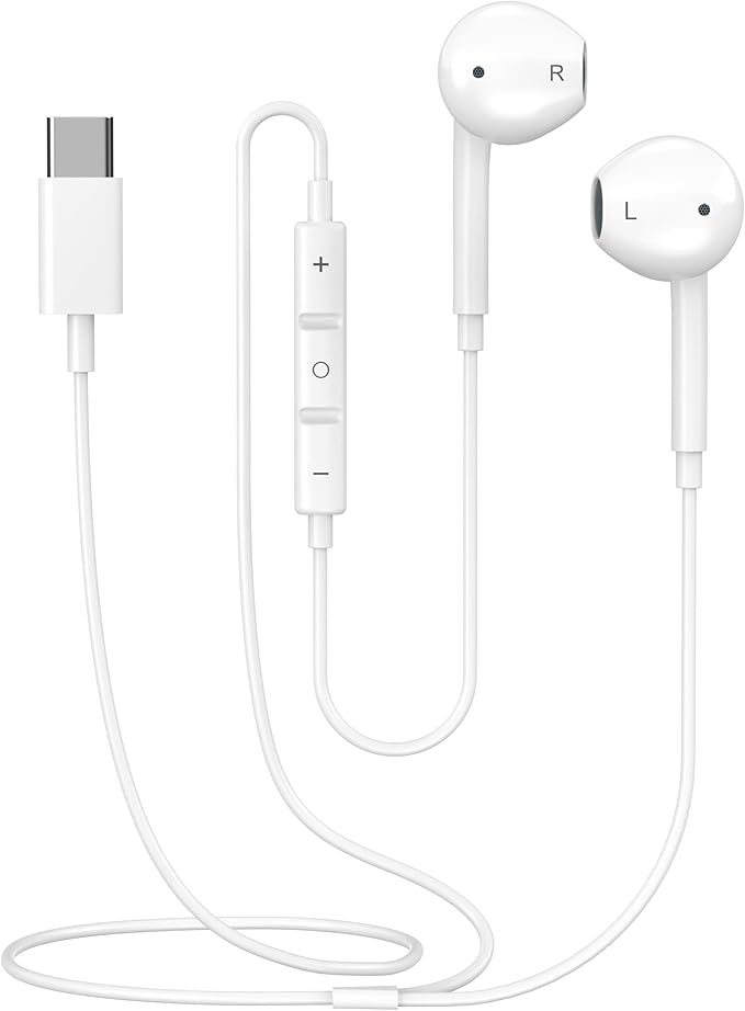 USB C Earbuds Wired for iPhone 17 16 15, Type C Headphones Earphones with Microphone & Remote Noise Cancelling Ear Buds Compatible for iPhone 17 16 15 Pro Max, iPad Pro, Galaxy S26 S25 S24, Pixel 9 8