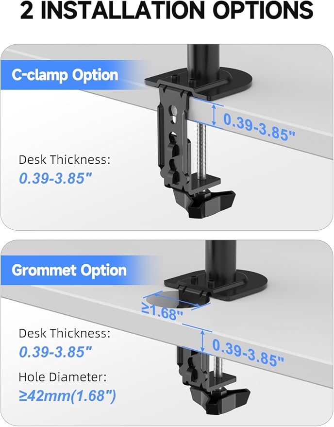 Suptek Dual Monitor Desk Mount, Adjustable Dual Monitor Arm for 2 Computer Screens up to 27 inch, Dual Gas Spring Monitor Arm, Holds up to 22 lbs Each, VESA 75x75/100x100 mm, Black (MD9442)