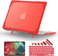 Batianda Heavy Duty Case for New MacBook Pro 14 Inch 2026 2025 M5 M4 M3 M2 Pro/Max Chip- Ergonomic Foldable Kickstand (Holds 22lbs/Zero Wobble) Matte Translucent Rugged Armor Cover, Red