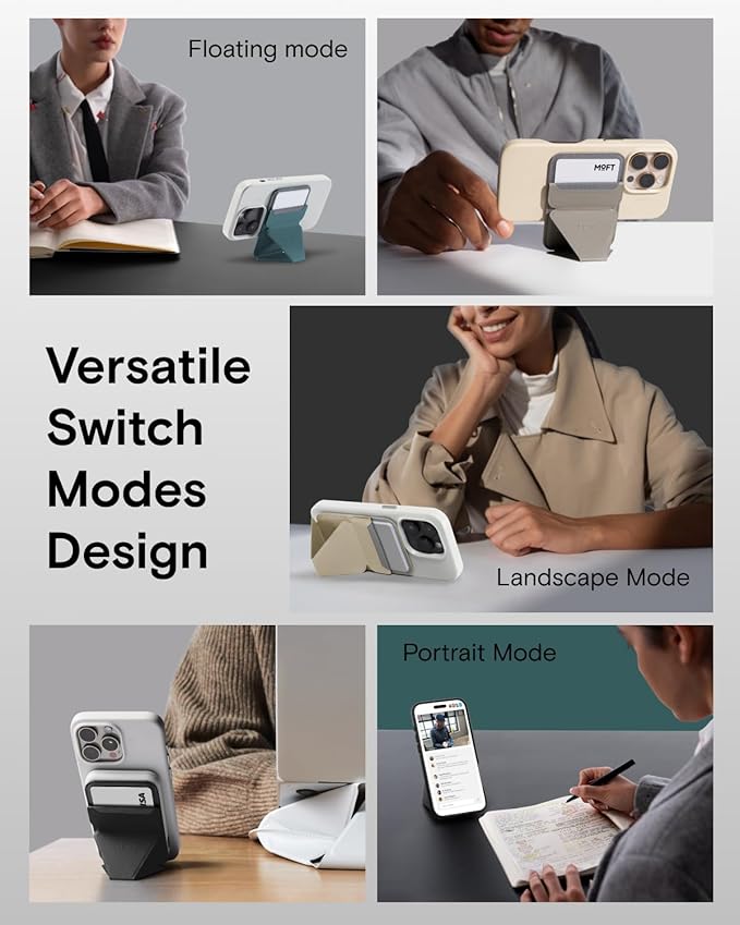 MOFT Magnetic Wallet Stand Compatible with iPhone 17/16/15/14/13/12 Series, Angle Adjustment & Magsafe Compatible MOVAS Phone Stand,BlackBerry