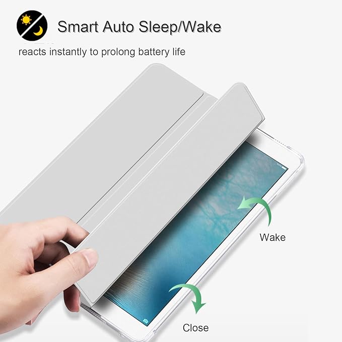 Case for iPad Pro 9.7 Only(Old Model 2016), Lightweight Slim Auto Sleep/Wake Trifold Stand Smart Cover, Soft TPU Frosted Translucent Back Pencil Holder Case for iPad Pro 9.7 Inch, Gray