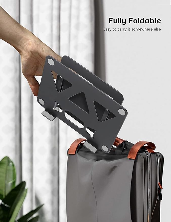 Aoviho Adjustable Laptop Stand for Desk, Portable Laptop Stand Holder and Riser, Foldable Aluminum Notebook Computer Stand for MacBook Air Pro HP Lenovo Dell Samsung Chromebook, 10-15.6 inch, Black