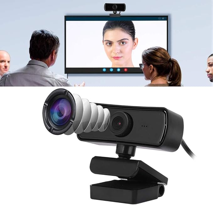 ASHATA 4K Webcam, 2K Video, 2560 x 1440 Resolution, Built-in Microphone, Auto Focus, Plug and Play, Black