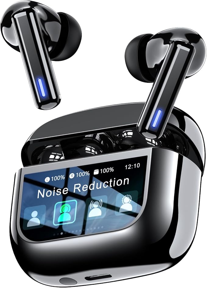 ZIUTY Wireless Earbuds Bluetooth Headphones, ANC/ENC Noise Cancelling, Ear Buds with Multifuntional Touch Screen, 40H Stereo Sound for Sports, IPX7 Clear Calls, 5 EQ for iOS Android (Obsidian)