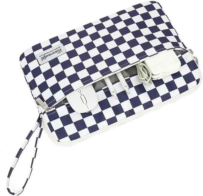 15.6-inch Notebook case, Waterproof and Shockproof Protective Computer case, can be Used to Cover Shopping cart Cases. The Notebook is Compatible with Lenovo, ASUS and HP (Deep Blue Checker)