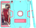 Dteck for iPad Air 3rd Gen (2019) / iPad Pro (2017) Case 10.5", Shockproof Protective Case with Kickstand, Hard Plastic Shell, 3-Layer Protection Drop Proof Sturdy Rugged Tablet Cover (Aqua+Rose)