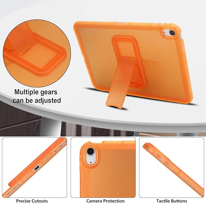 Slim Case for iPad Air 11-inch M4/M3/M2 (2026/2025/2024), Built-in Kickstand Non-Slip Shockproof Rugged Protective for Women Men, Orange