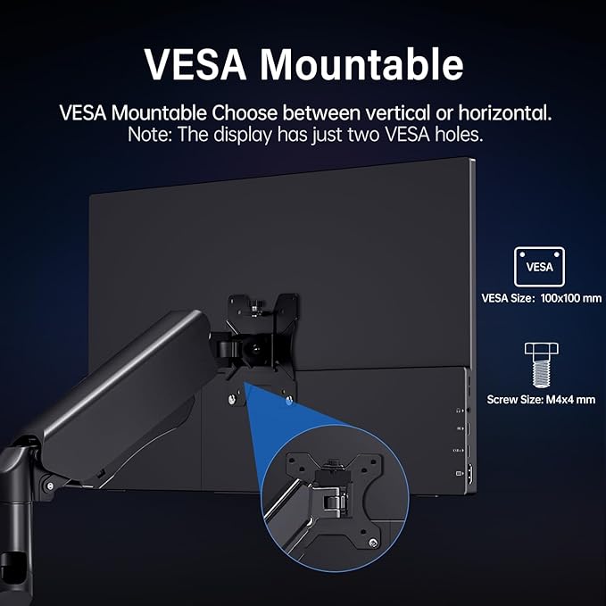 Portable Monitor 18.5 inch 100Hz FHD USB-C HDMI Travel Monitor w/Built-in Kickstand, VESA & Speakers, Eye Care HDR Portable Gaming Monitors