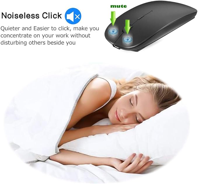 KLO Rechargeable Bluetooth 5.2/3.0/Type-C/USB-2.4G Mouse for MacBook/MacBook air/Pro/iPad, Wireless Mouse for Laptop/Notebook/pc/iPad/Chromebook (Black)