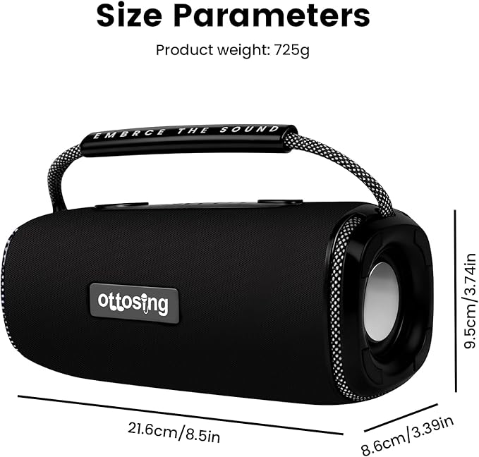 IPX5 Waterproof Portable Bluetooth Speaker 5W Stereo Sound with Bluetooth 5.3, TWS, 1200mAh Battery, USB-C Fast Charge, for Outdoor/Party/Home