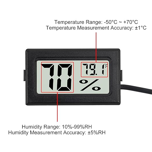 3Pcs Fahrenheit Thermometer Hygrometer Mini Digital with Probe Electronic Temperature Humidity Gauge Meters Indoor LCD Display for Humidors,Greenhouse,Garden,Incubator Reptile Terrarium