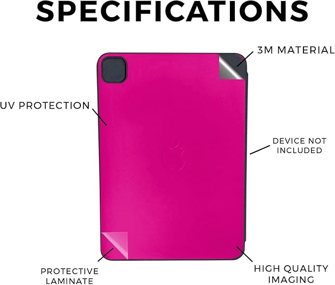 Skin Compatible with Apple Smart Folio for iPad Pro 11-inch (M4/M5) 2025 - Solid Hot Pink - Premium 3M Vinyl Protective Wrap Decal Cover | Crafted in The USA by MightySkins