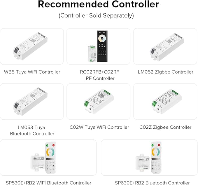 BTF-LIGHTING FCOB CCT COB LED Strip Tunable 2700K-6500K DC24V 16.4FT 640LED/m CRI 90+ Flexible High Density Dimmable LED Light Black PCB for Bedroom Indoor Decor(No Adapter or Controller)