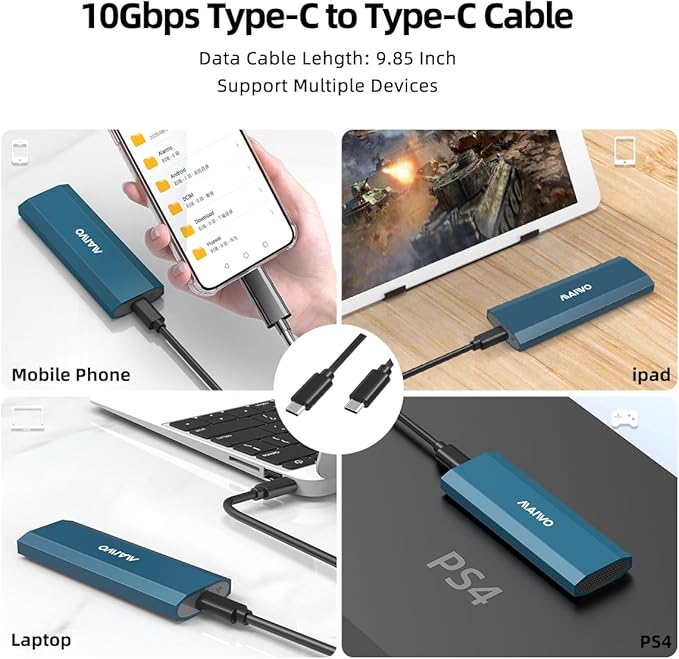 MAIWO M.2 SSD Enclosure for PCIe NVMe and NGFF SATA Solid State Drive, USB C 3.1 10Gbps with UASP Trim, 8TB Capacity, Tool Free M.2 to USB Adapter Case Reader